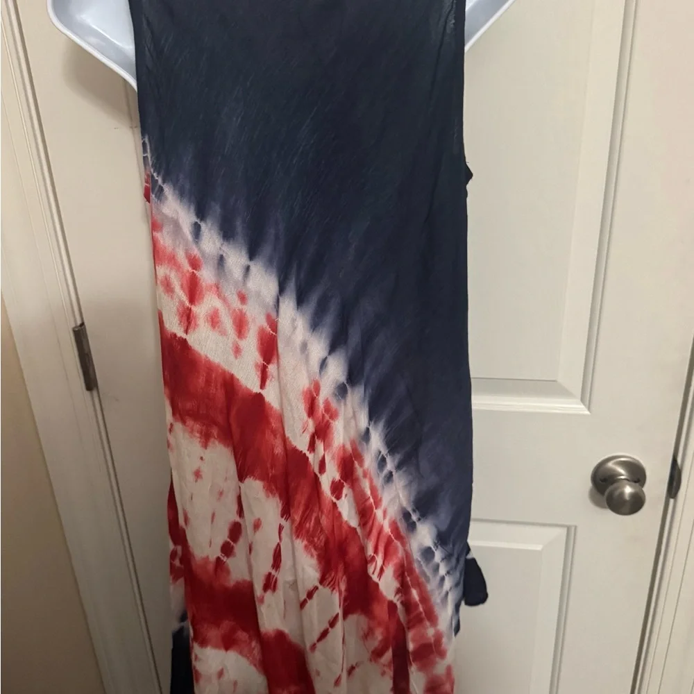 Exist Dress Women's One Size Boho Painted Stars USA 4th Of July Sleeveless NWT - Picture 2 of 9